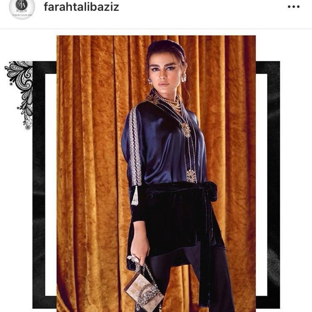 Farah Talib Aziz velvet and silk top size medium